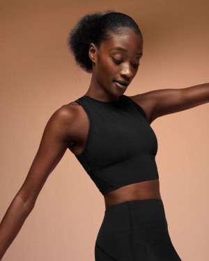 Black On Cloud Movement Crop Women's Tank Tops | On_IN8452