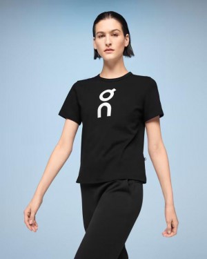 Black / White On Cloud Graphic Women's T Shirts | On_IN8931