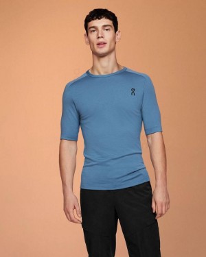 Blue On Cloud Merino-T Men's T Shirts | On_IN8156