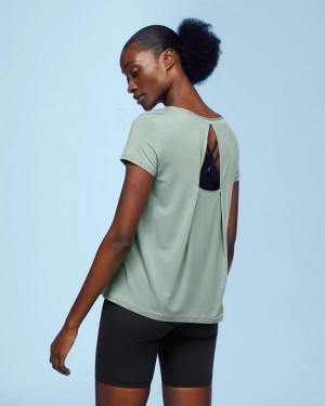 Green On Cloud Active-T Breathe Women's T Shirts | On_IN8361