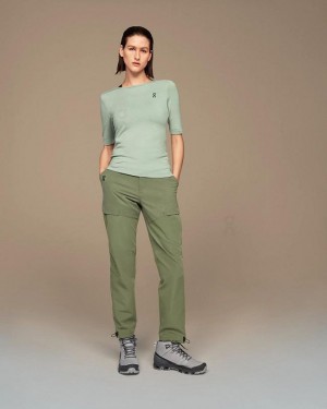 Green On Cloud Merino-T Women's T Shirts | On_IN8726