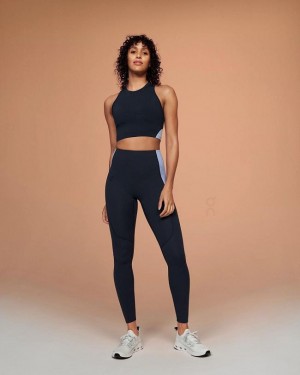 Navy On Cloud Movement Crop Women's Tank Tops | On_IN9161