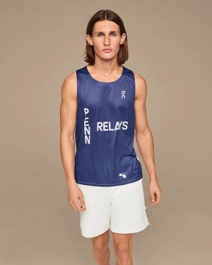 Navy On Cloud Penn Relays Singlet Men's Tank Tops | On_IN8112