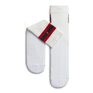 White / Red On Cloud Tennis Men's Socks | On_IN8552