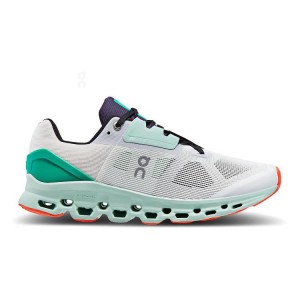 White / Turquoise On Cloud Cloudstratus Men's Running Shoes | On_IN9032