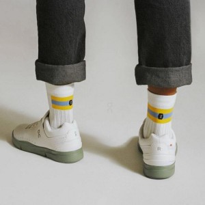White / Yellow On Cloud Tennis Men's Socks | On_IN9024