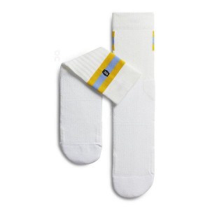 White / Yellow On Cloud Tennis Women's Socks | On_IN9136