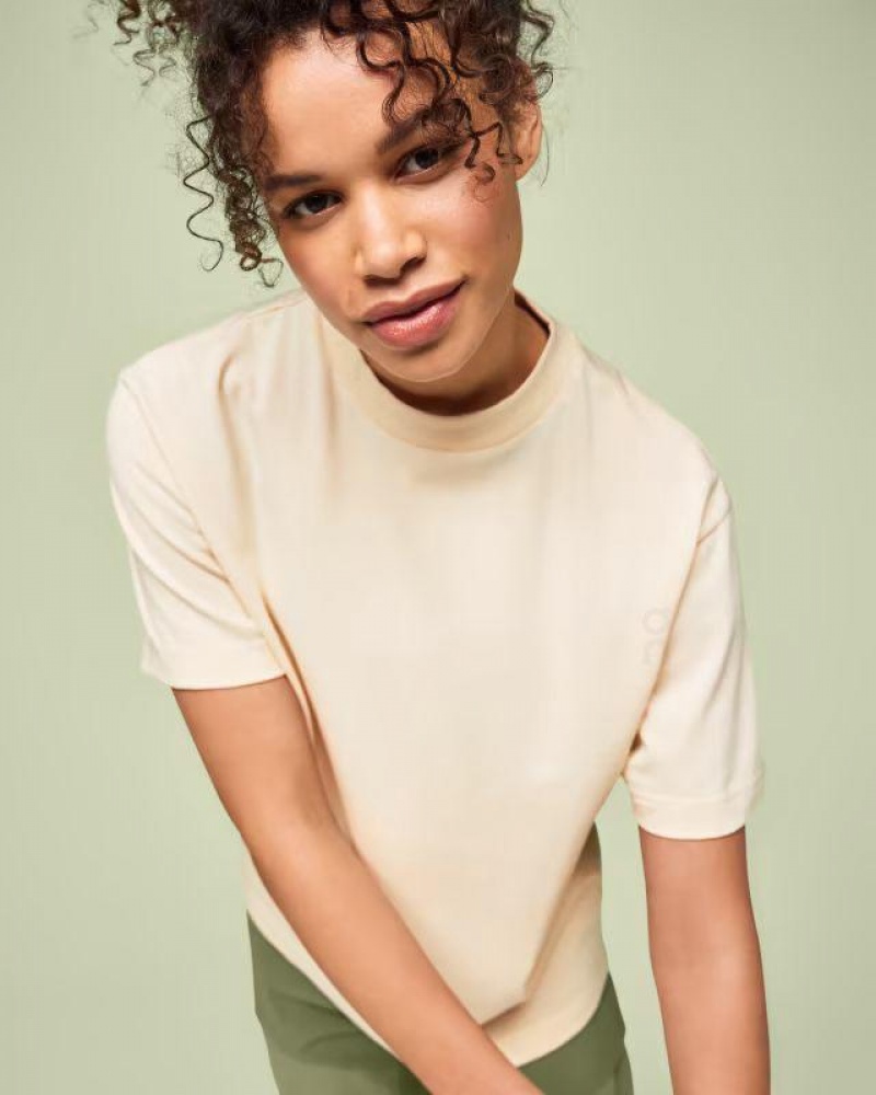 Beige On Cloud Studio-T Women's T Shirts | On_IN9160