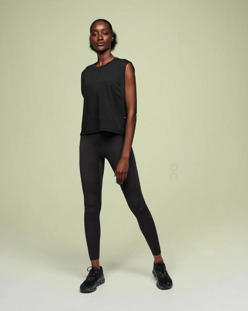 Black On Cloud Focus Crop Women\'s Tank Tops | On_IN8468