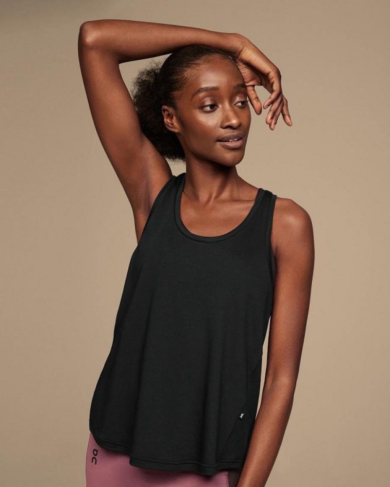 Black On Cloud Focus Women\'s Tank Tops | On_IN9158