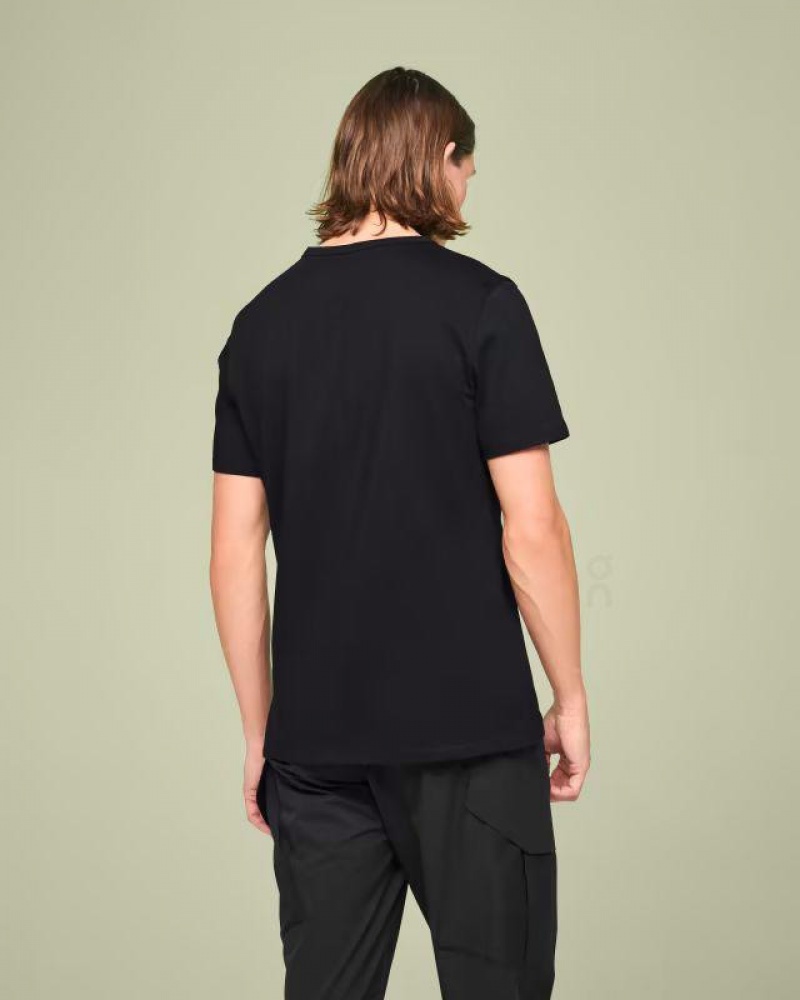 Black On Cloud Graphic Men's T Shirts | On_IN9077