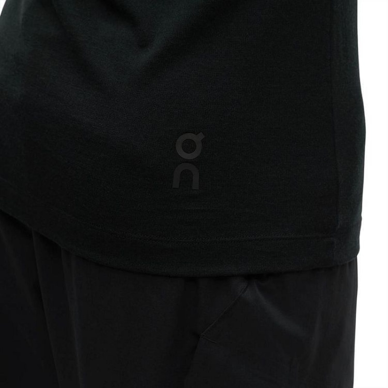 Black On Cloud Merino Long-T Men's T Shirts | On_IN8042
