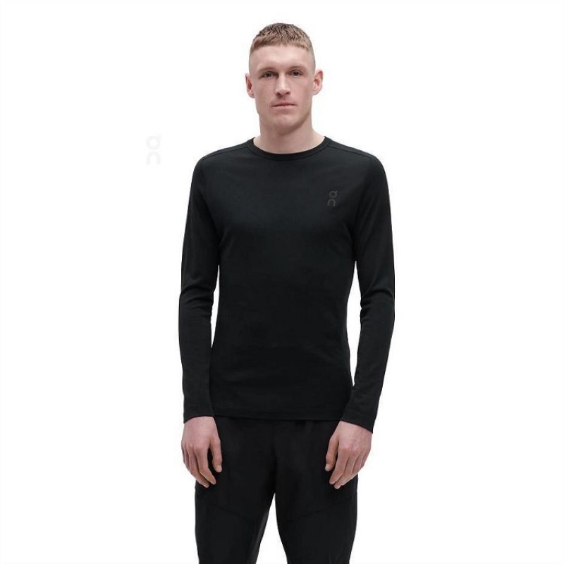 Black On Cloud Merino Long-T Men's T Shirts | On_IN8042