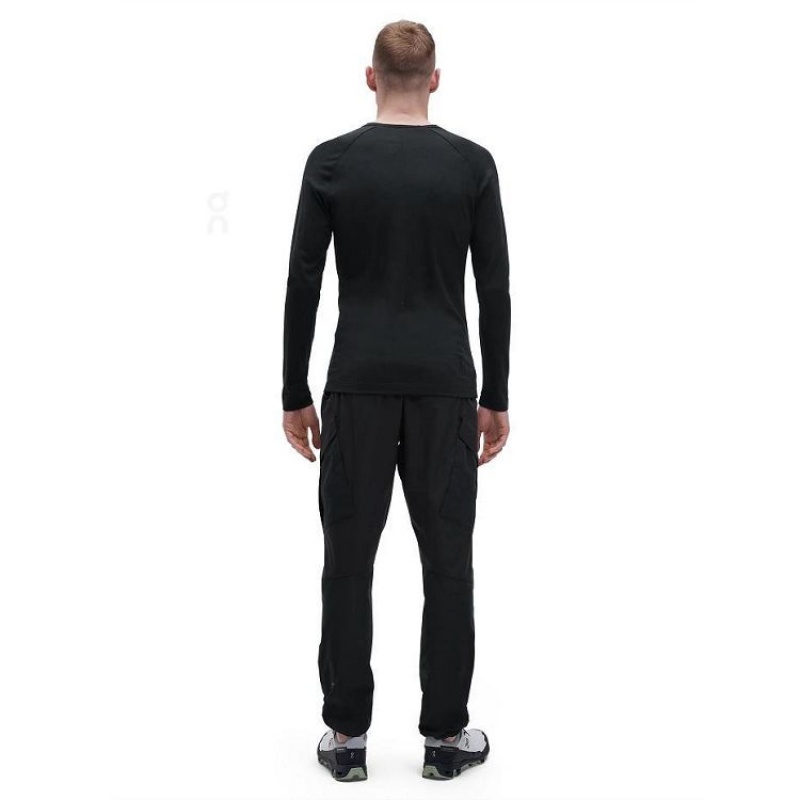 Black On Cloud Merino Long-T Men's T Shirts | On_IN8042