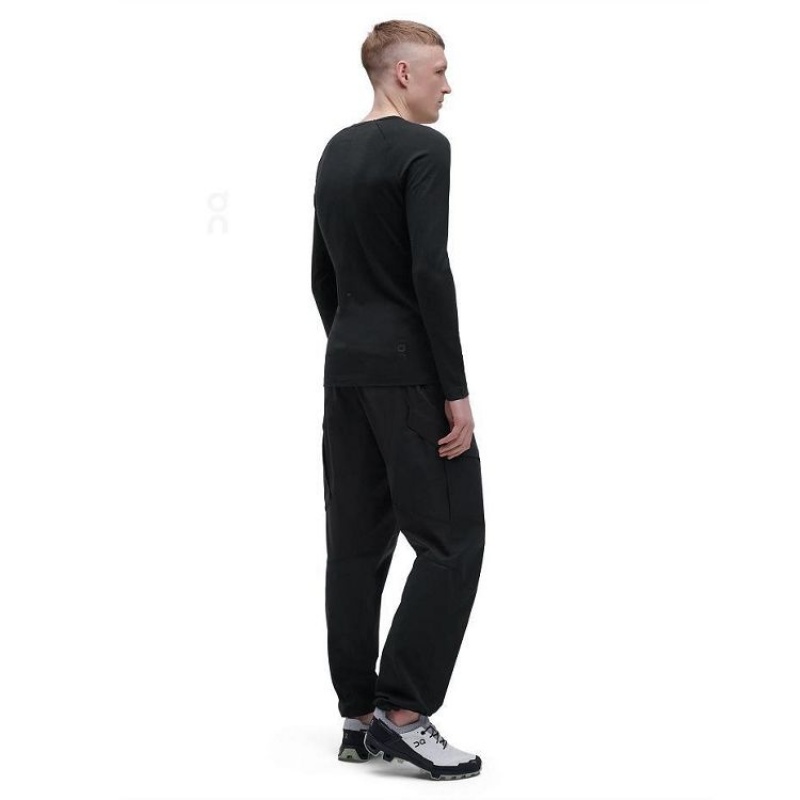 Black On Cloud Merino Long-T Men's T Shirts | On_IN8042