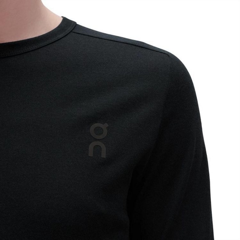 Black On Cloud Merino Long-T Men\'s T Shirts | On_IN8042
