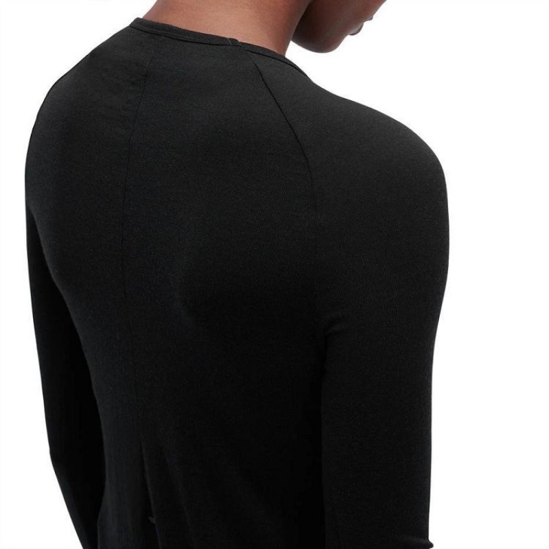 Black On Cloud Merino Long-T Women's T Shirts | On_IN8397