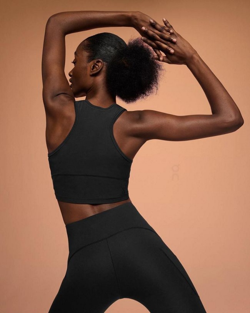 Black On Cloud Movement Crop Women's Tank Tops | On_IN8452