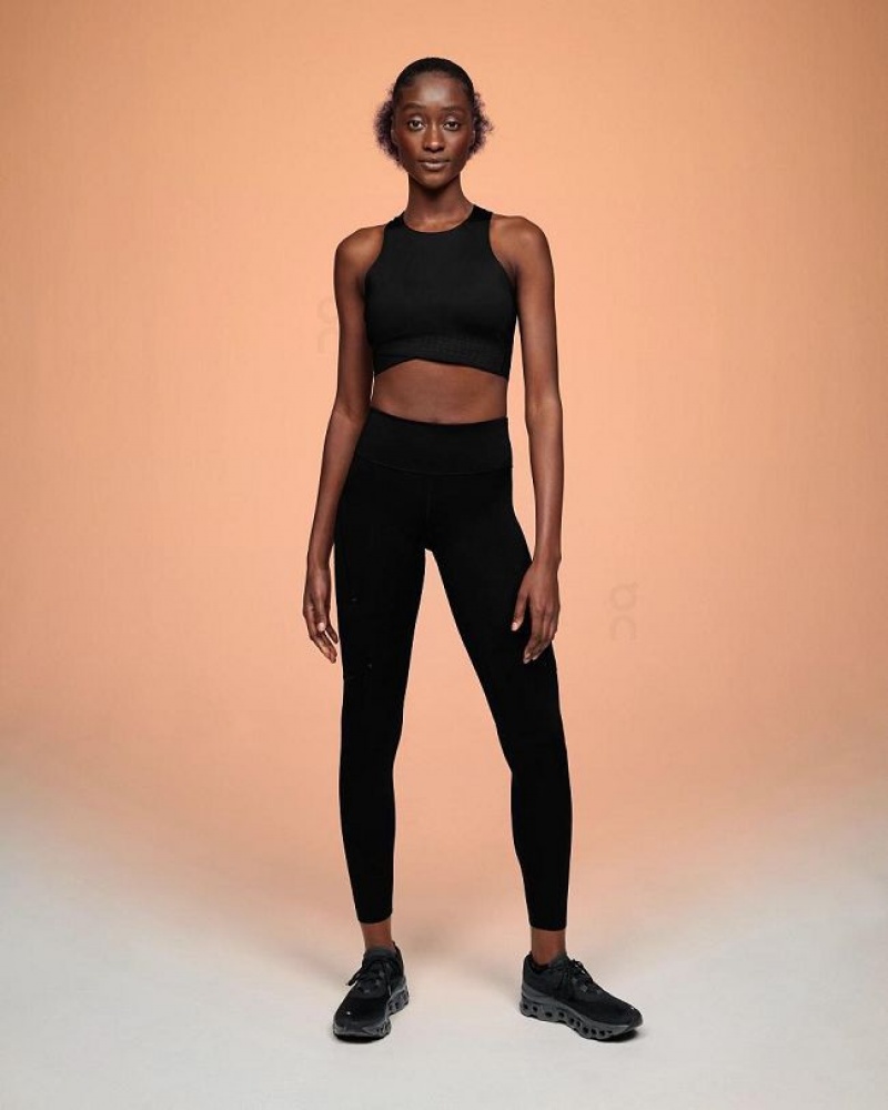 Black On Cloud Race Crop Women's Tank Tops | On_IN8744