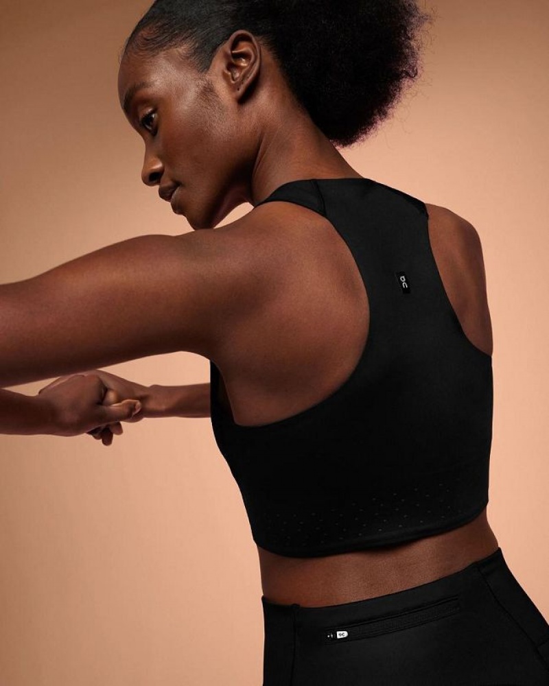 Black On Cloud Race Crop Women's Tank Tops | On_IN8744