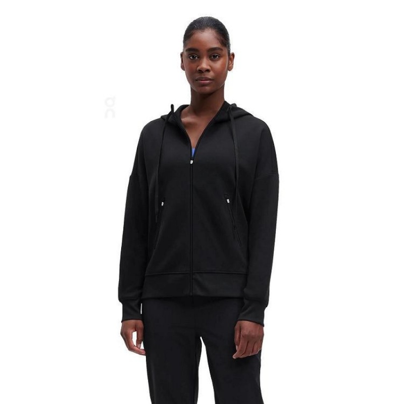 Black On Cloud Zipped Women\'s Hoodie | On_IN9069