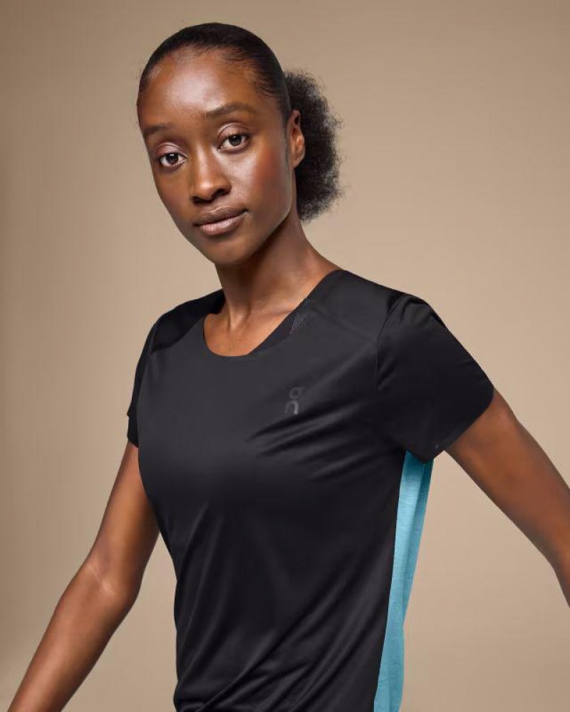 Black / Blue On Cloud Performance-T Women's T Shirts | On_IN8555