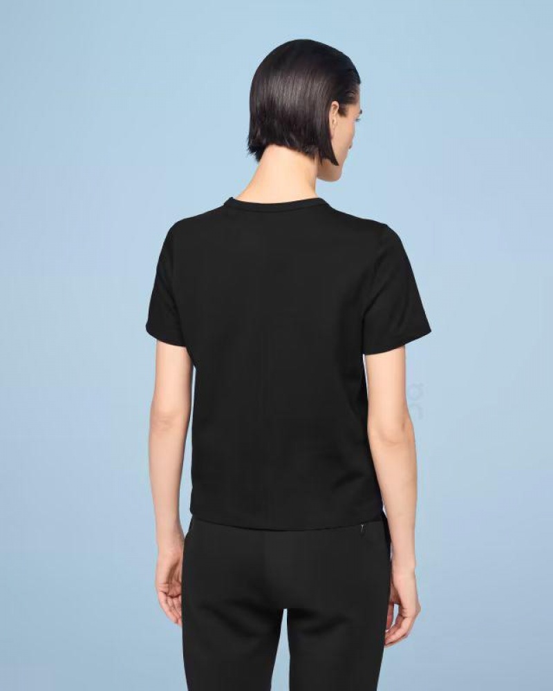 Black / White On Cloud Graphic Women's T Shirts | On_IN8931