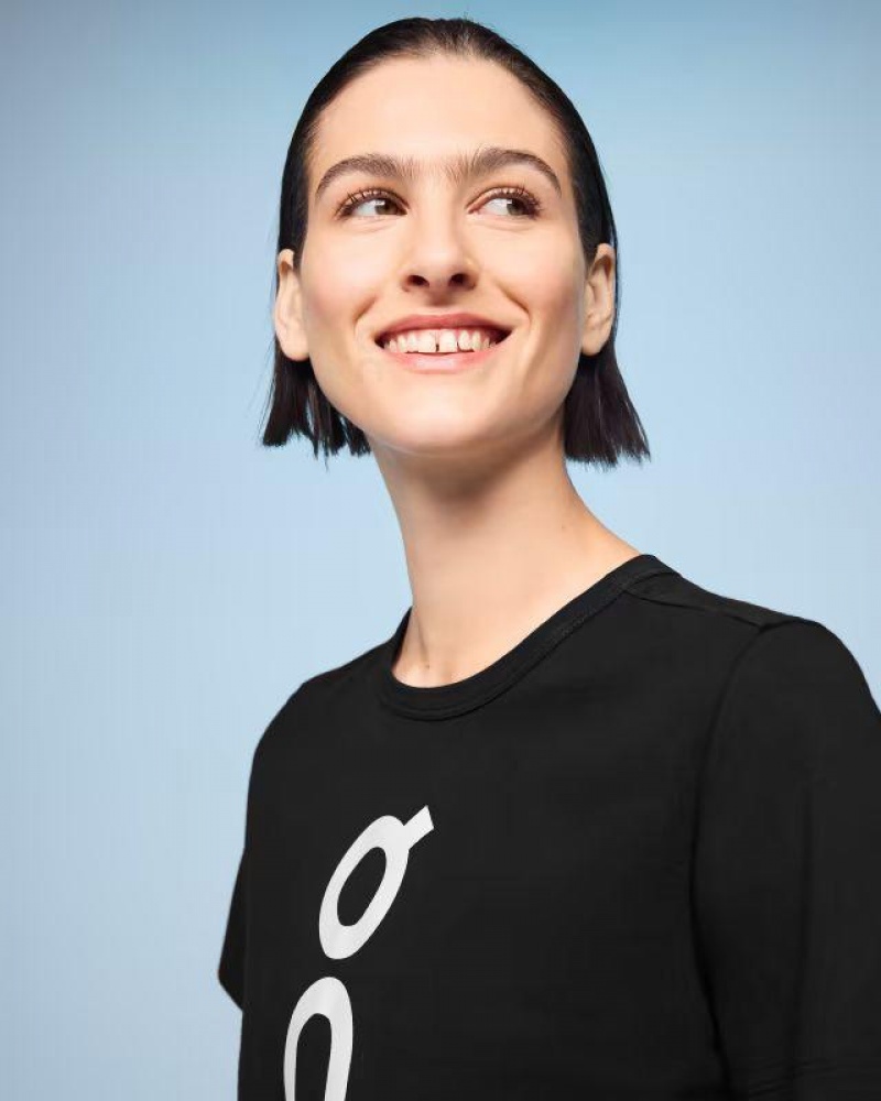 Black / White On Cloud Graphic Women's T Shirts | On_IN8931