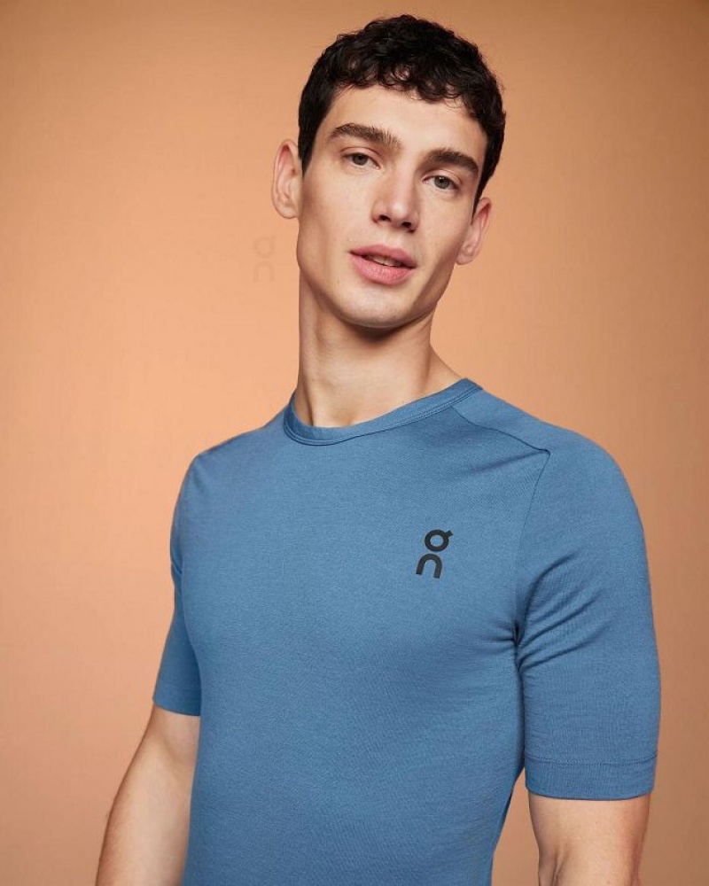 Blue On Cloud Merino-T Men's T Shirts | On_IN8156