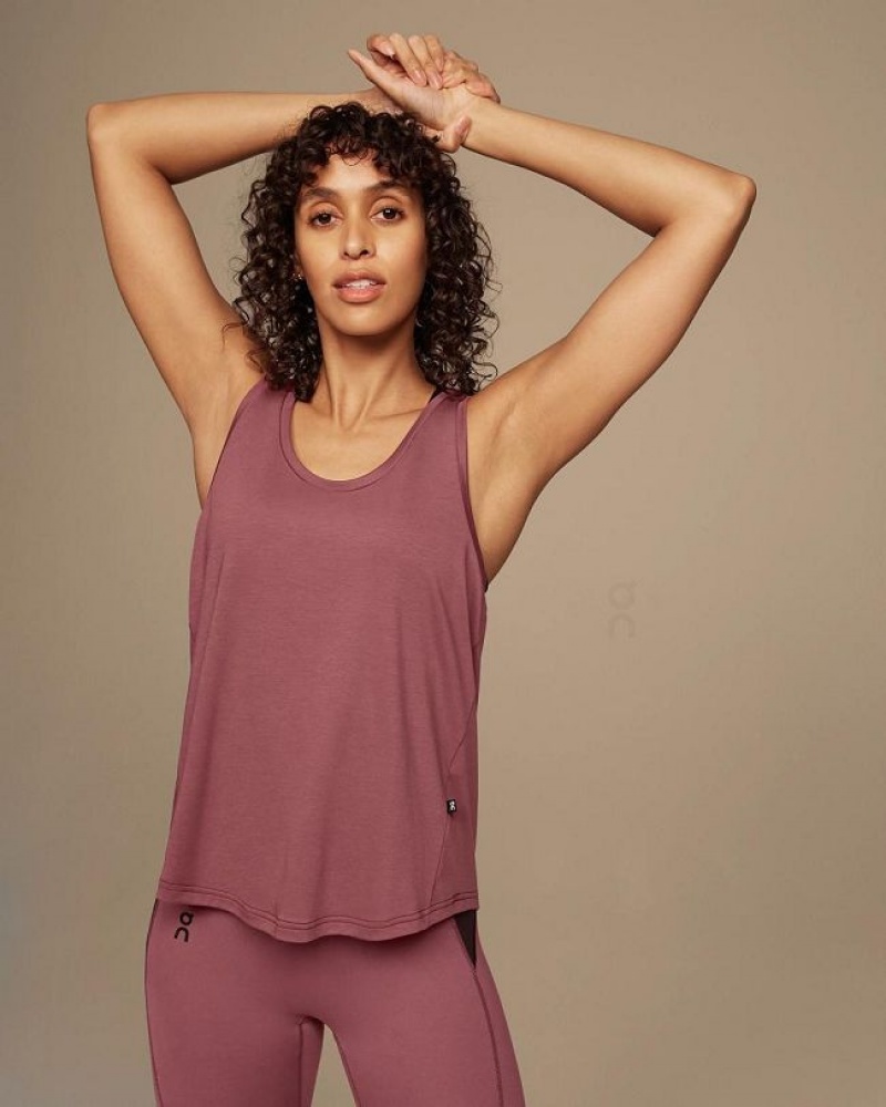 Burgundy On Cloud Focus Women's Tank Tops | On_IN8961