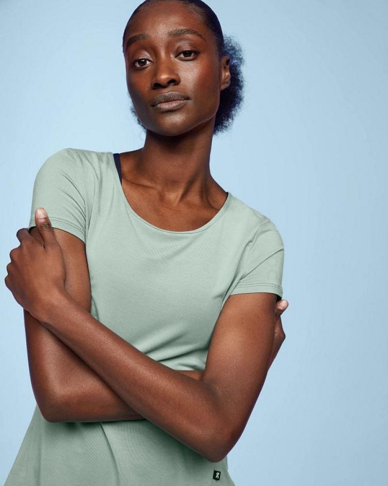 Green On Cloud Active-T Breathe Women's T Shirts | On_IN8361