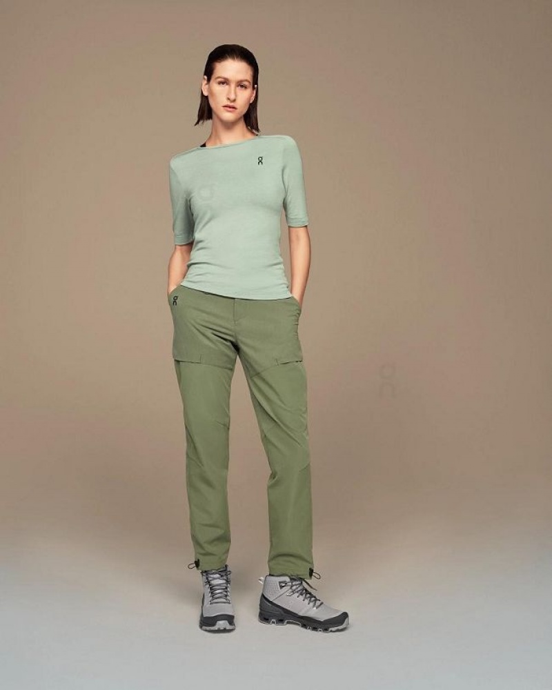 Green On Cloud Merino-T Women\'s T Shirts | On_IN8726