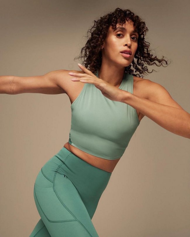 Green On Cloud Movement Crop Women's Tank Tops | On_IN8902