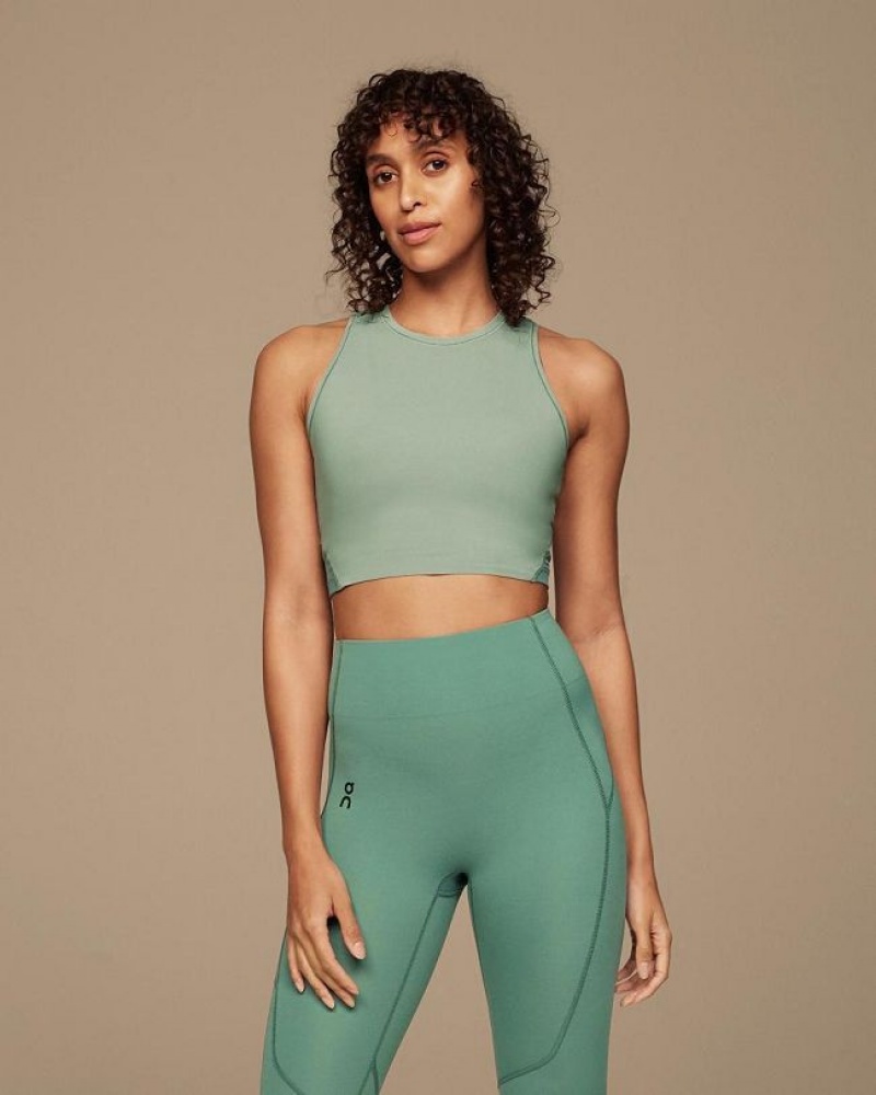 Green On Cloud Movement Crop Women's Tank Tops | On_IN8902