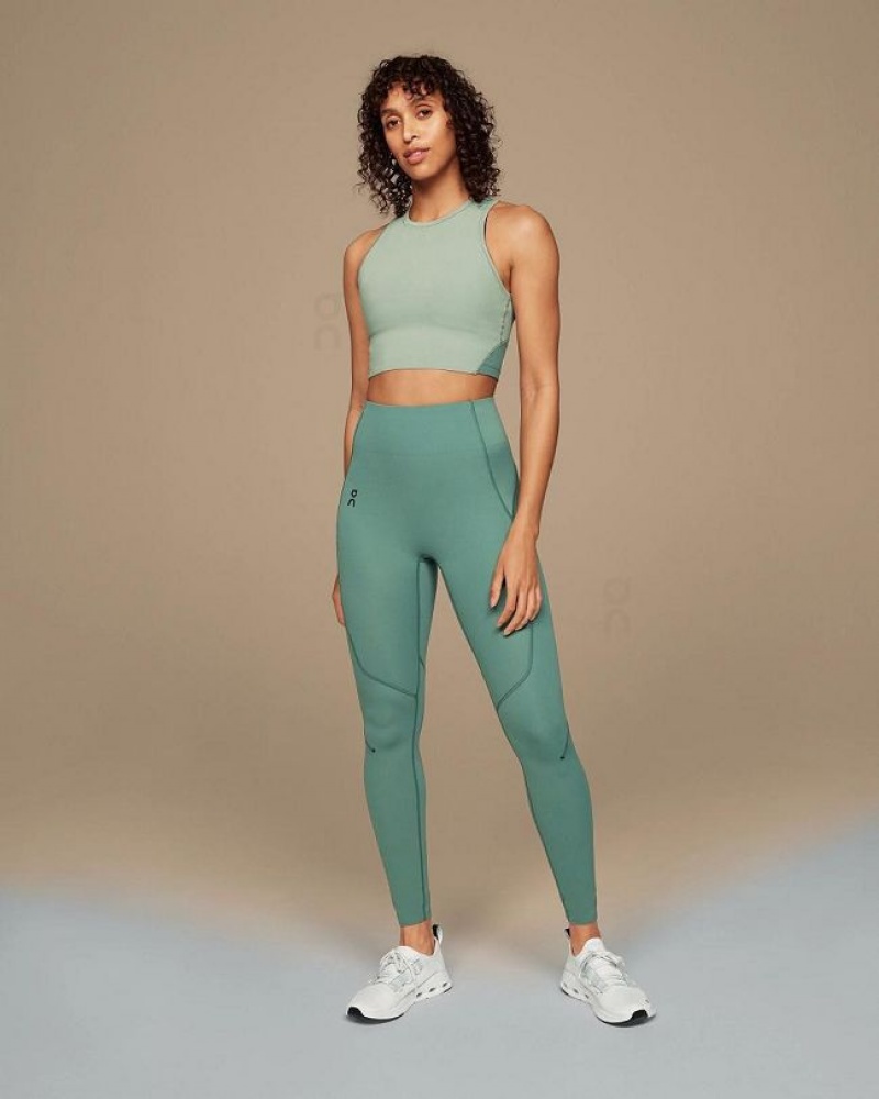 Green On Cloud Movement Crop Women\'s Tank Tops | On_IN8902