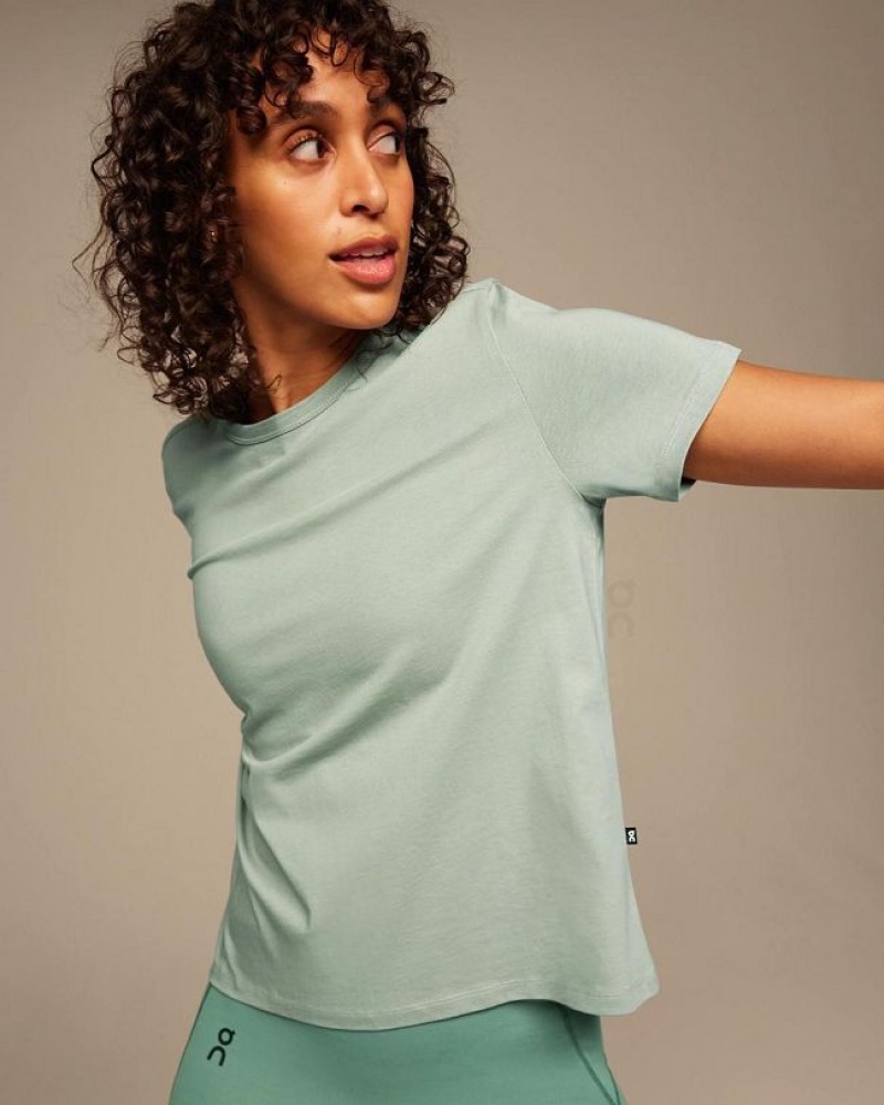 Green On Cloud On-T Women's T Shirts | On_IN8016