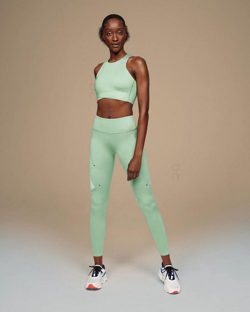 Green On Cloud Race Crop Women's Tank Tops | On_IN8097