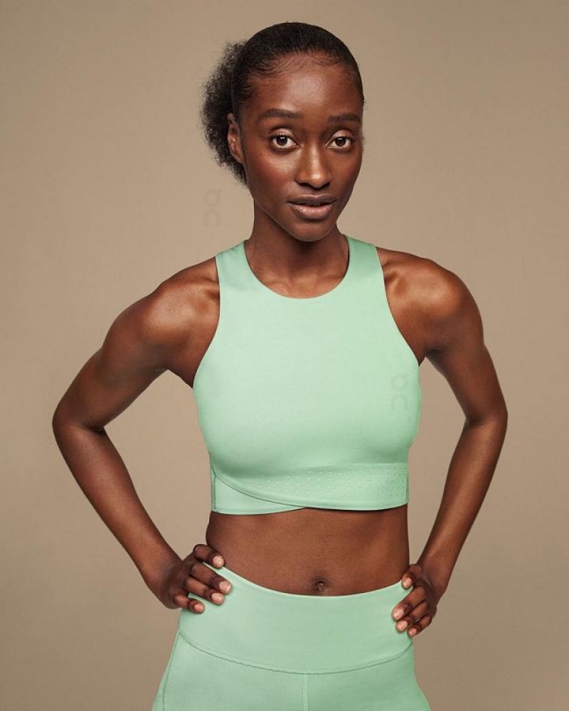 Green On Cloud Race Crop Women's Tank Tops | On_IN8097