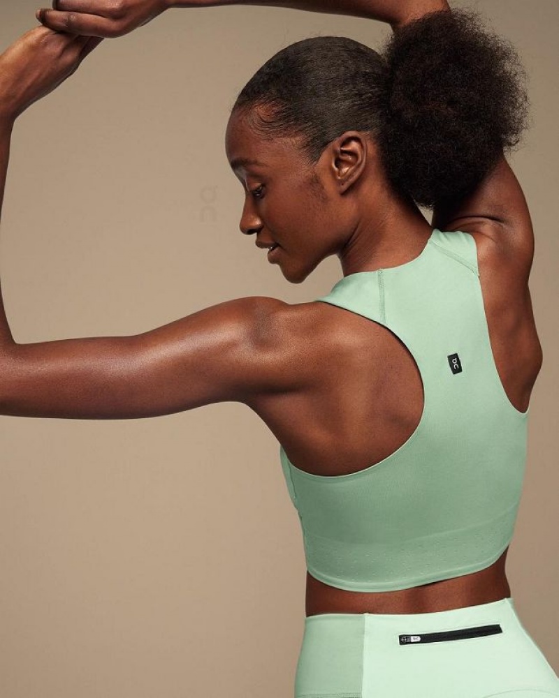 Green On Cloud Race Crop Women\'s Tank Tops | On_IN8097