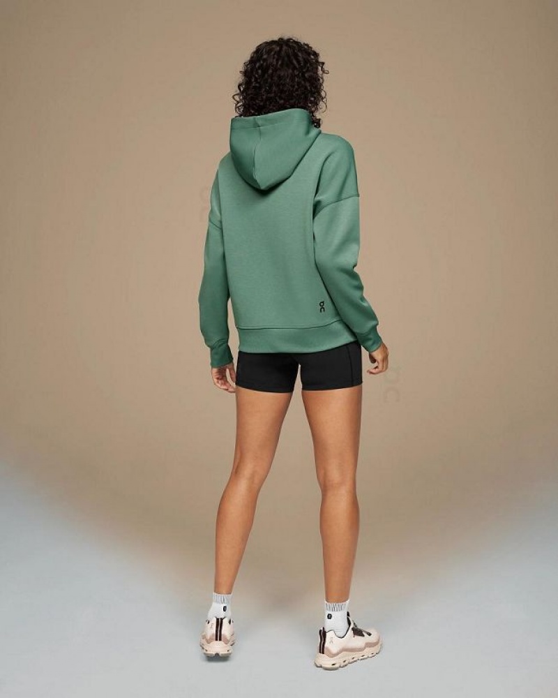 Green On Cloud Zipped Women's Hoodie | On_IN8678