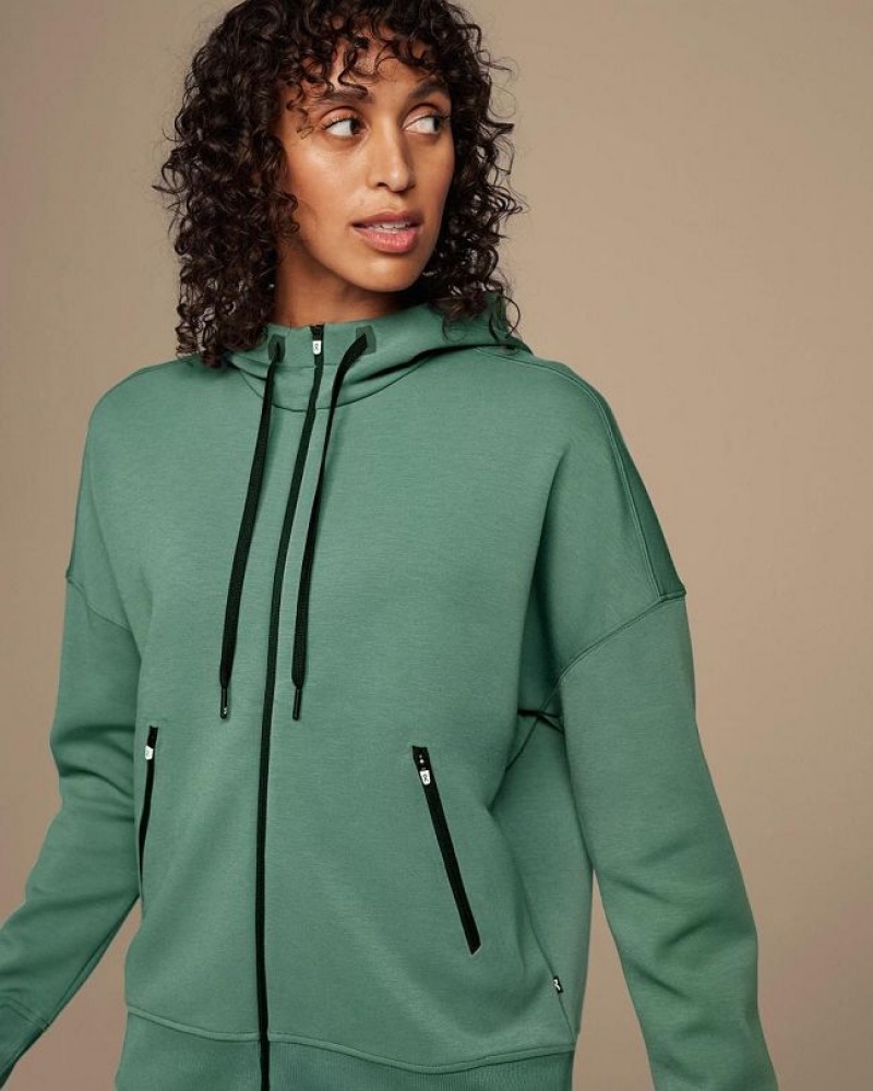 Green On Cloud Zipped Women\'s Hoodie | On_IN8678