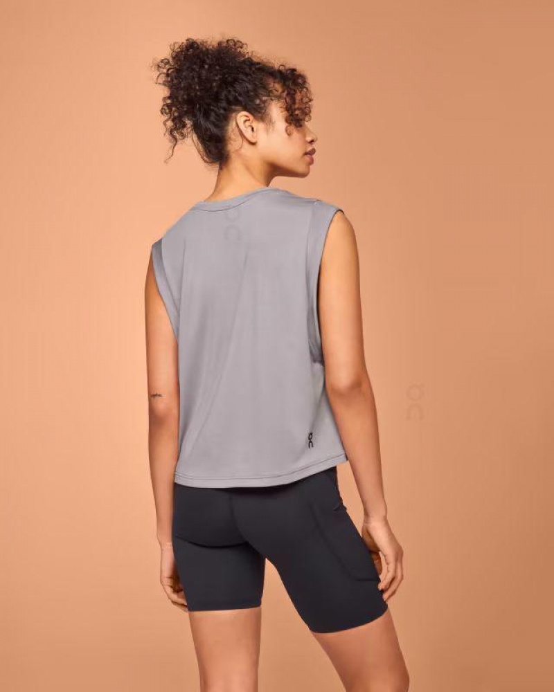 Grey On Cloud Focus Crop Women's Tank Tops | On_IN8494