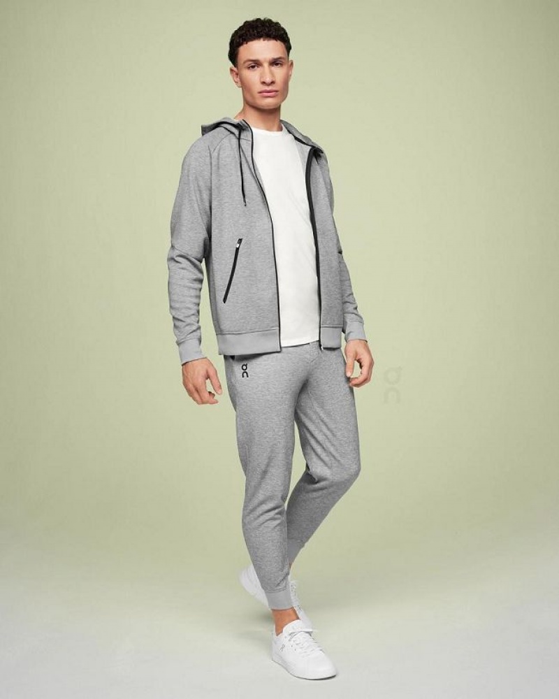 Grey On Cloud Zipped Men's Hoodie | On_IN8144