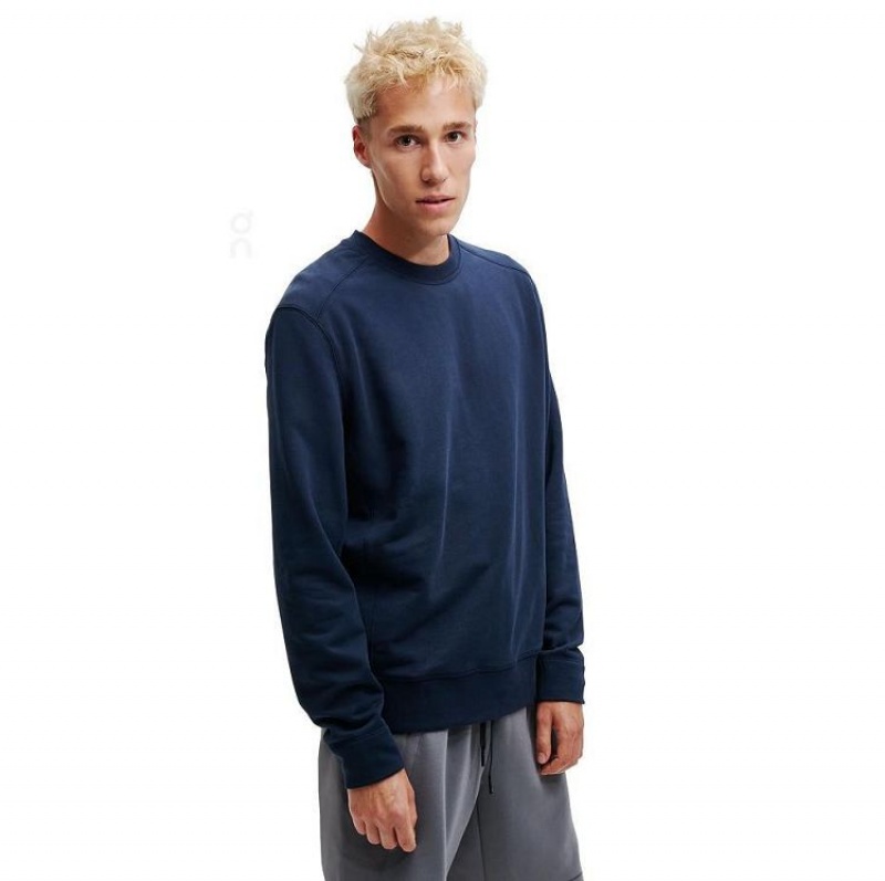 Navy On Cloud Crew Neck Men\'s Sweatshirts | On_IN8660