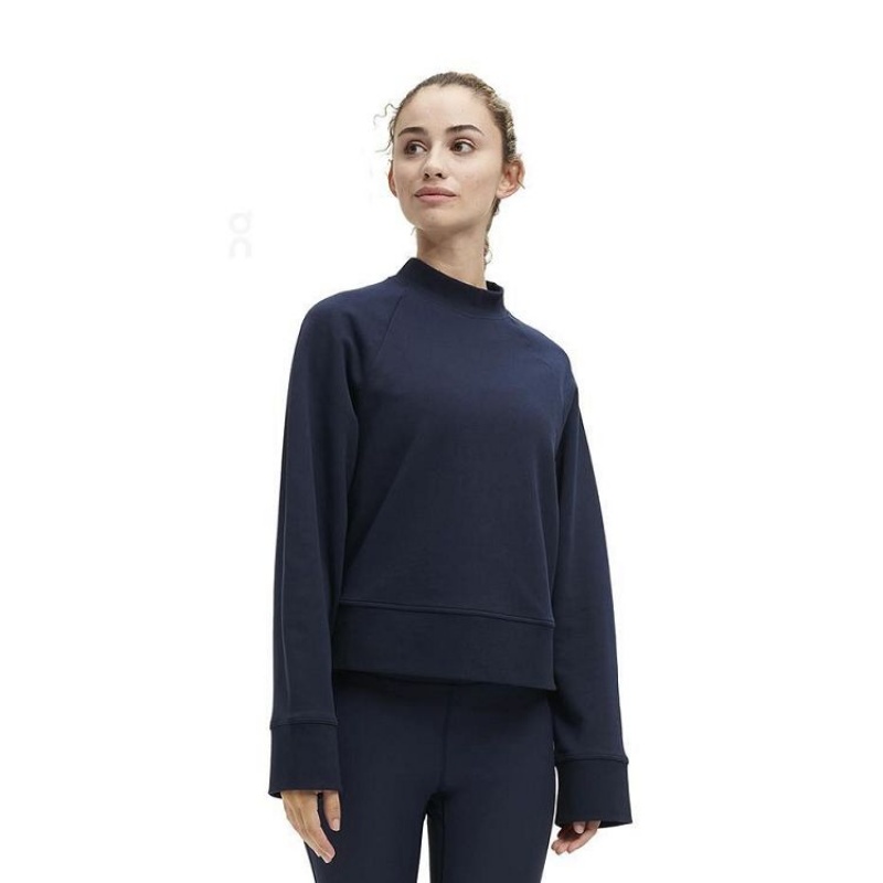 Navy On Cloud Crew Neck Women\'s Sweatshirts | On_IN8120
