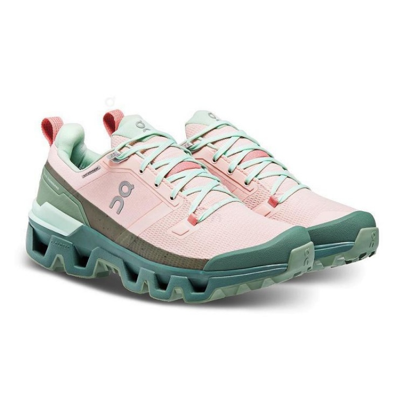 Pink / Green On Cloud Cloudwander Waterproof Women's Hiking Shoes | On_IN8923