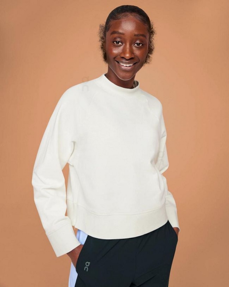 White On Cloud Crew Neck Women\'s Sweatshirts | On_IN8901
