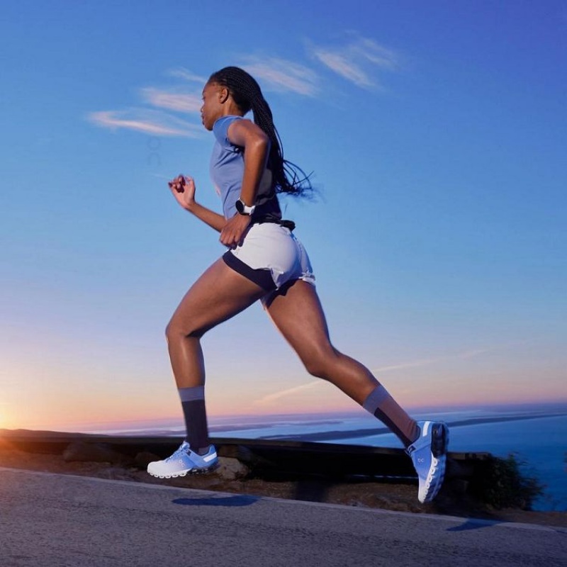White / Blue On Cloud Cloudflow Women's Running Shoes | On_IN8540