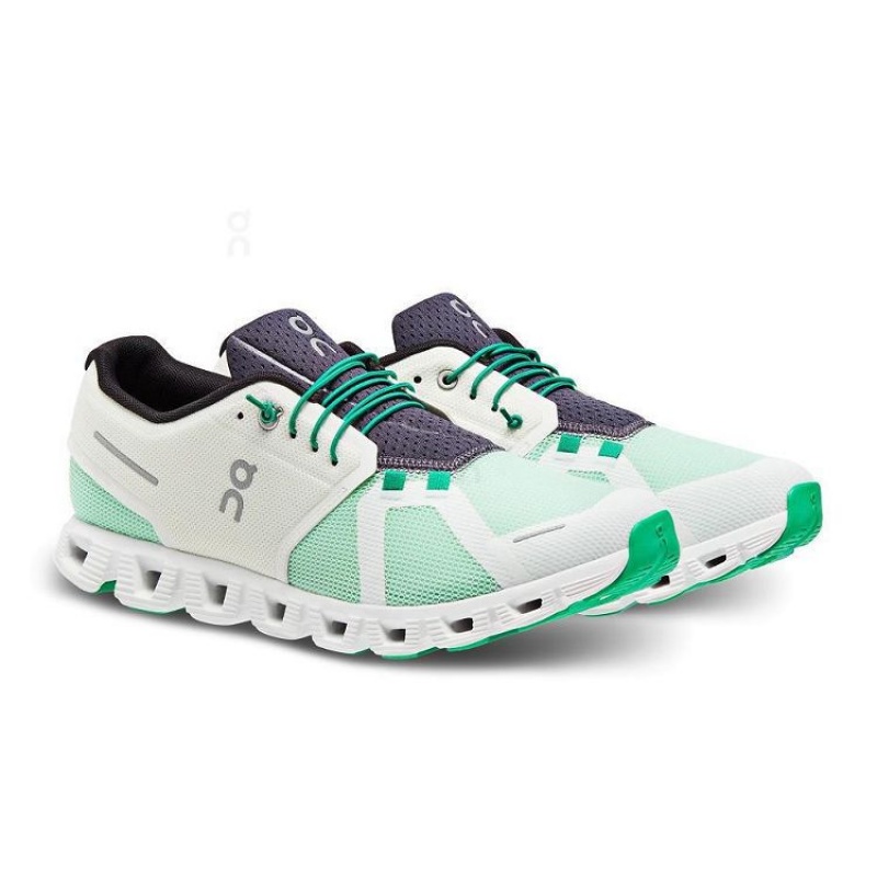 White / Green On Cloud Cloud 5 Push Men's Sneakers | On_IN8046