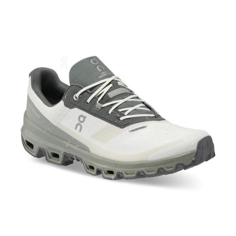 White / Olive On Cloud Cloudventure Waterproof Men's Hiking Shoes | On_IN8021